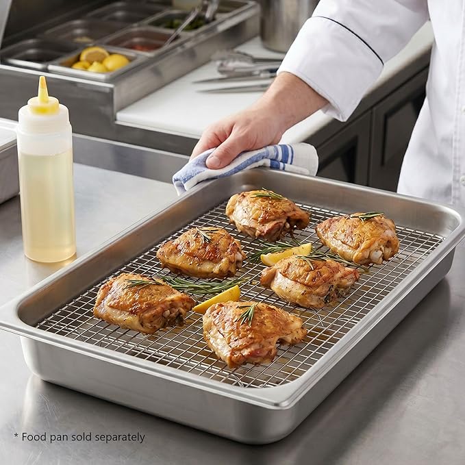 TrueCraftware- 18"x 10" Full Size Rectangular Wire Pan Grate Chrome-Plated Set of 4 -Fits Full Size Sheet Pans Cookie Pans Cooling Rack Baking Sheet Grate Cake Rack for Pies Cookies Pastries Cakes