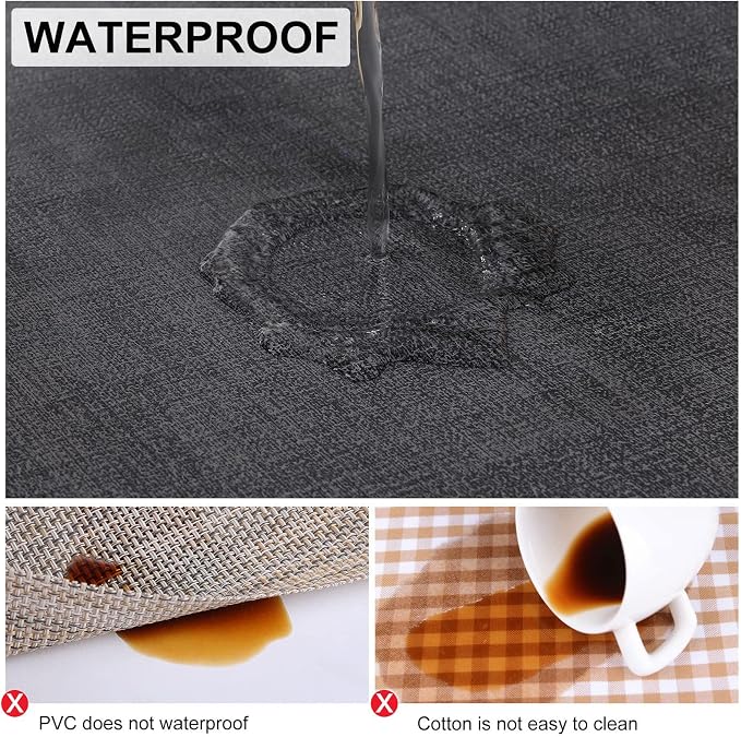 homing Faux Leather Heat Resistant Placemats 8 Packs, Waterproof Wipeable Dining PU Place Mats for Indoor & Outdoor, Easy to Clean, Charcoal