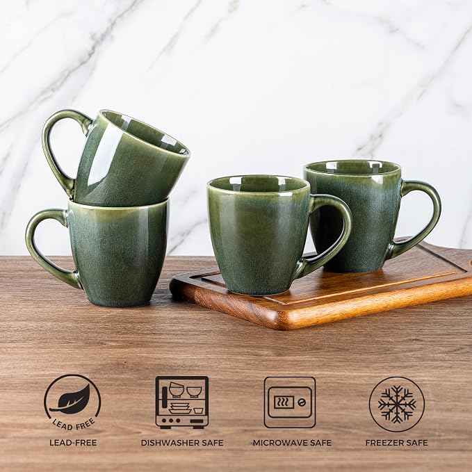 GBHOME Ceramic Coffee Mugs Set of 6, 12oz Stoneware Coffee Mugs Set For Dad Mom Women MEN, Light Weight Coffee Cups for Latte/Tea/Beer/Hot Cocoa, Dishwasher & Microwave Safe