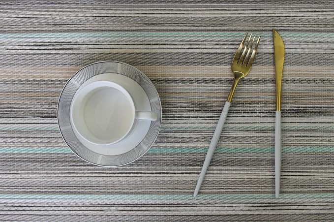 Table Mats Set of 6 Vinyl Placemats Washable Easy to Clean PVC Placemat (placemats Set of 6,Green)