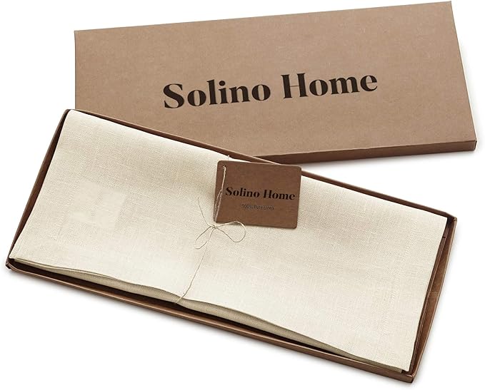 Solino Home Linen Ivory Table Runner 72 Inches Long - 100% Pure Linen 14 x 72 Inch Table Runner for Dining, Spring, Summer - Fete