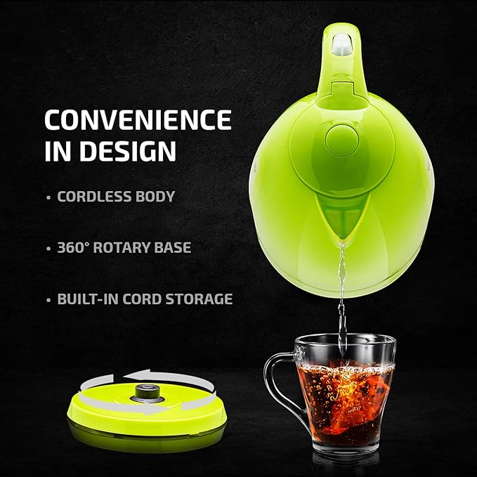 OVENTE Electric Kettle,1.7L Fast Boiling Water Heater for Coffee or Tea,BPA Free with Water Level Gauge,Auto Shut-Off,Boil-Dry Protection,Indicator Light and Removable Filter,Green KP72G,(Pack of 12)