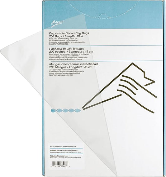 Ateco Soft Disposable Decorating Bags, 18-Inch, Pack of 200, Made in USA