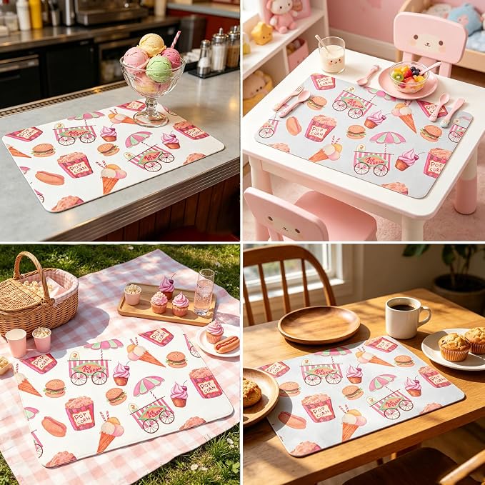 Placemats Set of 4-Waterproof Heat Resistant Non-Slip Washable Table Mats for Dining Table,12 x 18 inch Fun