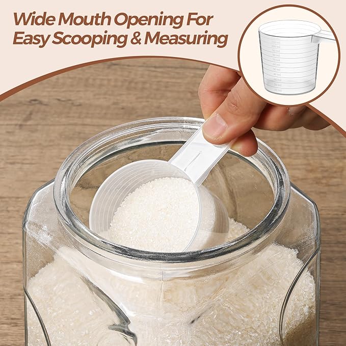 ComSaf 78 oz (2400ml) Square Glass Food Storage Jar with Airtight Lid, Wide Mouth Large Pantry Container for Flour, Sugar, Cereal, Dishwasher Safe, Modern Minimalist Design