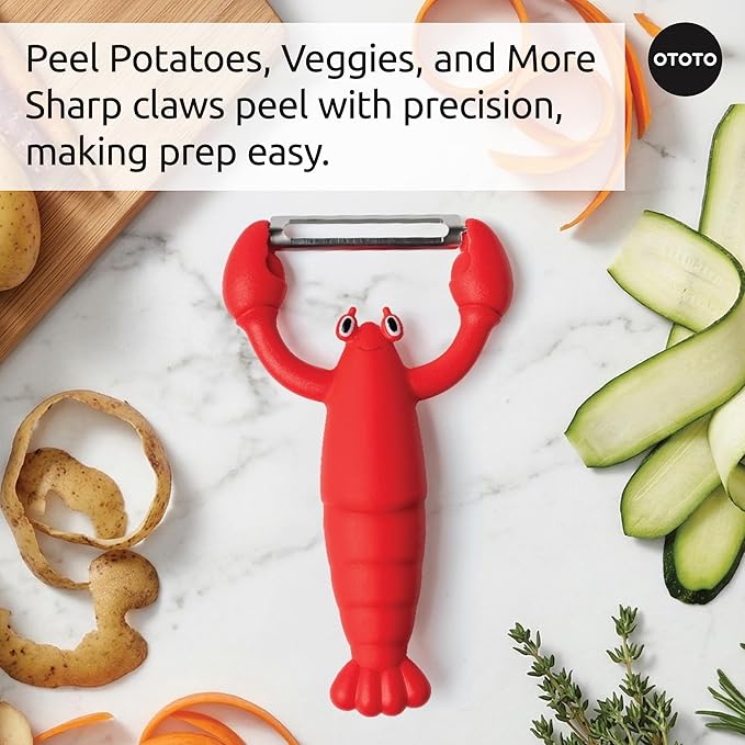 OTOTO Clawy Lobster Vegetable Peeler – Funny Potato Peeler, Ergonomic Veggie Peeler, Sharp Stainless Steel Blade, Peelers for Kitchen, Cute Kitchen Gadgets