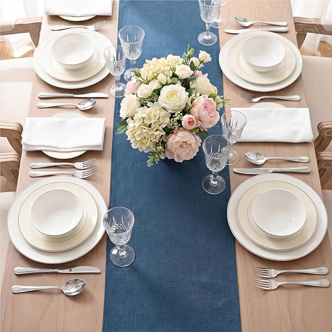Artoid Mode Navy Blue Table Runner, Seasonal Summer Fall Washable Kitchen Dining Table Decoration for Home Party Decor 13x90 Inch