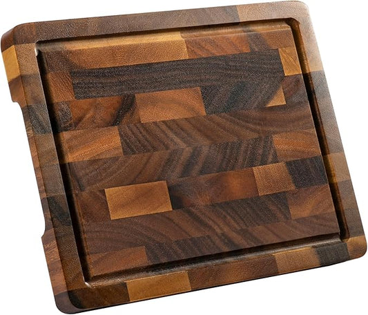 Walnut Wood Small Cutting Board, Mini End Grain Chopping Board, Knife-Friendly & Easy to Clean, for Vegetables and Fruits, 10“x8”x0.8“