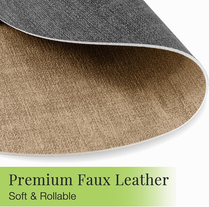 13-Inch Faux Leather Round Placemats Set of 8, Waterproof Anti-Slip Dual Sided Place mats, Heat Resistant Washable Table Mats with Coaster, Suitable for Indoor & Outdoor (8, Black Light Coffee)