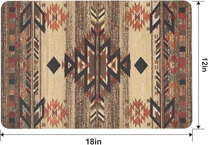 QIYI Placemats Set of 6, 12x18 Inch PU Leather Place Mats for Kitchen Dinning, Heat Resistant Anti Slip Brown Table Mats, Waterproof Wipeable Washable Placemat Party Table Décor, Geometric Motifs
