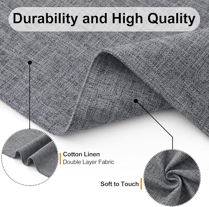 Homaxy Cloths Placemats for Dining Table Set of 8, Heat Resistant Washable Cotton Linen Blend Table Mats, Easy to Clean Place Mats for Indoor Outdoor Party Kitchen Decoration, 13" x 19", Dark Grey