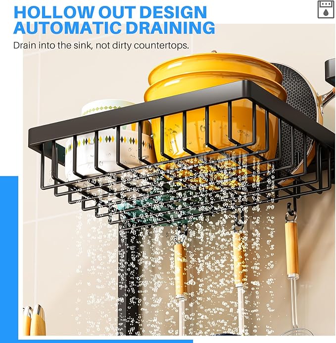 ARSTPEOE 2 Tiers 4 Baskets (one More Than Others) Over The Sink Dish Drying Rack,fits All Sinks (from 24.8" to 35.4"),2-Tier Adjustable Sink Rack,Dishes Rack Kitchen Storage Organizer Space Saving