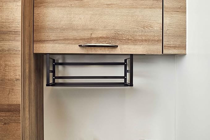 Nxconsu 2 Pack Large Heavy Duty Under Cabinet Organizer, Slide-Under Shelf Basket with Solid Metal Bottom, Hanging Pantry Shelf for Kitchen Cupboard Bookshelf Closet, Holds 30 lbs, Black, 16.14"