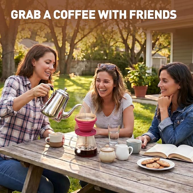 2Pcs Collapsible Pour Over Coffee Dripper, Reusable Silicone Coffee Filter Holder, Portable Manual Coffee Brewer Makes with A Cleaning Brush for Home Camping Hiking Travel Office
