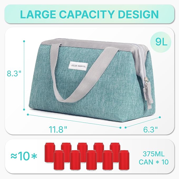Insulated Lunch Bag Lunch Bag Women Lunch Bag for Women Lunch Box Cooler Bag Lunchbox for Work Lunch Box for Men Adult Lunch Box Womens Lunch Bags for Work (Green)