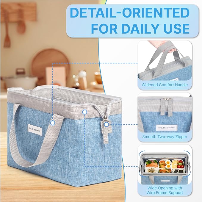 Insulated Lunch Bag Lunch Bag Women Lunch Bag for Women Lunch Box Cooler Bag Lunchbox for Work Lunch Box for Men Adult Lunch Box Womens Lunch Bags for Work (Baby Blue)