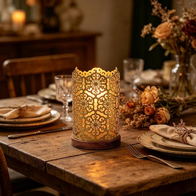 Hosley Metal Diamond Cut Design Candle Holder 7.5 Inch High, Gold Perfect for Home Decor, Lighting, Wedding, Parties, Gifting