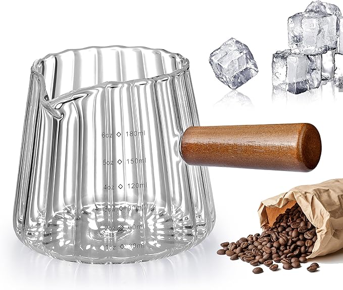 Espresso Cups, Mumulo 6OZ Espresso Shot Measuring Cup Glass, V-Shaped Mouth, Markings in both oz& ml