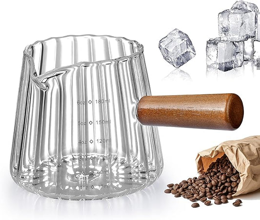 Espresso Cups, Mumulo 6OZ Espresso Shot Measuring Cup Glass, V-Shaped Mouth, Markings in both oz& ml
