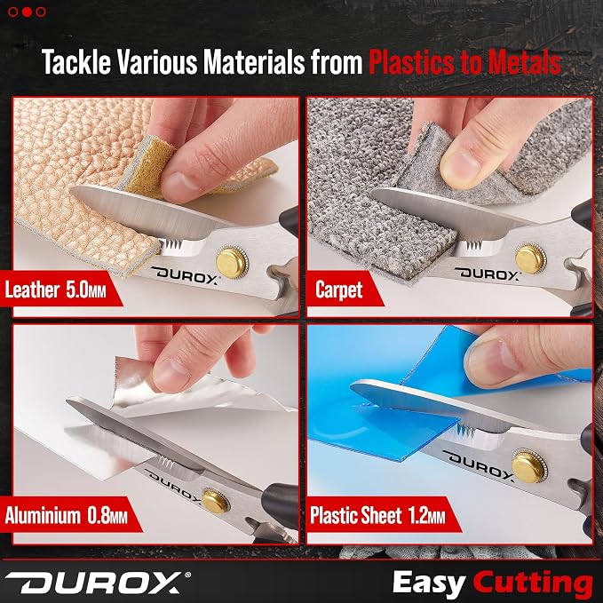DUROX - Heavy Duty Scissors, Multipurpose Utility Scissors. Built to Cut Leather, Cardboard, Carpet, Plastic and Rope. All Purpose Heavy Duty Kitchen Scissors to Cut Meat, Poultry and Chicken Bones