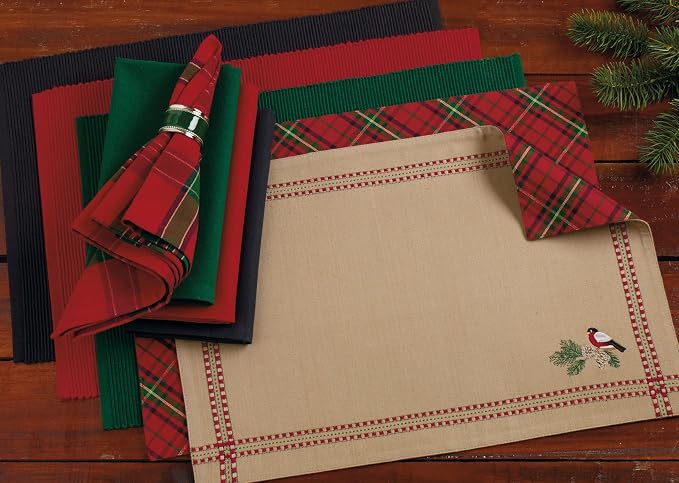 DII Farmhouse Christmas Plaid Dining Table & Kitchen Décor, Holiday Napkin Set, 18X18, Red & Green, 6 Count