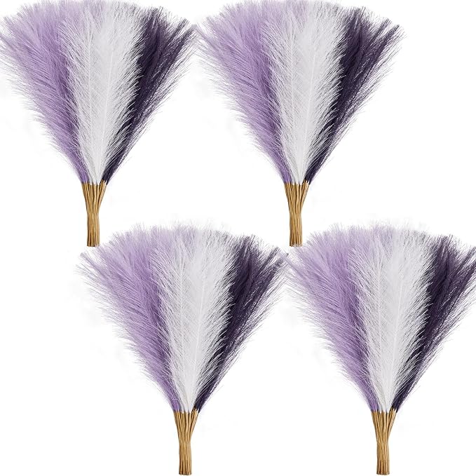 Serwalin 𝟲𝟬𝗽𝗰𝘀 Pampas Grass Decor, 𝟭𝟳.𝟳𝗜𝗻𝗰𝗵 Pampas Grass Home Decor, Faux Pampas Grass Boho Decor, Purple DIY Artificial Plants Fluffy, Pampas Decoration Vase Filler, Table Centerpieces