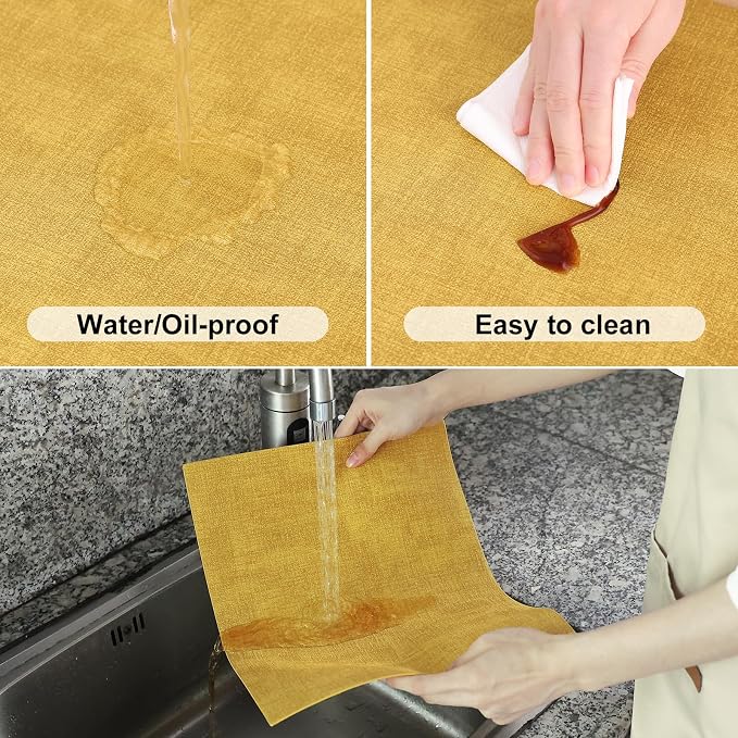 Homaxy Faux Leather Heat Resistant Placemats for Dining Table Set of 6, Waterproof Wipeable Washable PU Table Mats, Easy to Clean Anti-Slip Place Mats, 11.8" x 17", Yellow