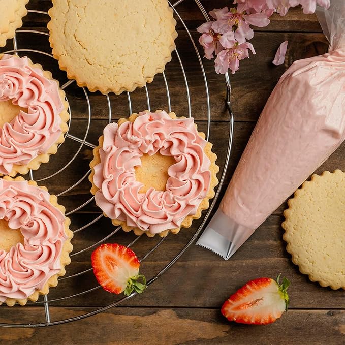 Ptwola 3 PCS Piping Tips Set Large Frosting Piping Kit Stainless Steel Cake Icing Nozzles Tips Decorating Tools Silver Pastry Bags Tips Accessories for Cookie Cupcake Baking Buttercream Supplies