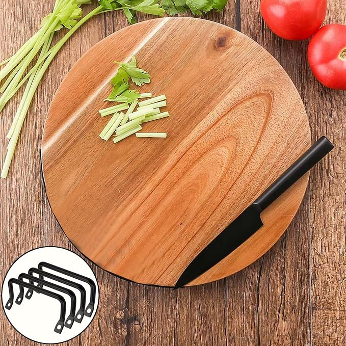 4 Pcs Side Fixing Handle for Trays, Serving Tray Handles Hardware, Cutting Board Cabinet Hardware Handle Pull for Kitchen(with 8 Screws)