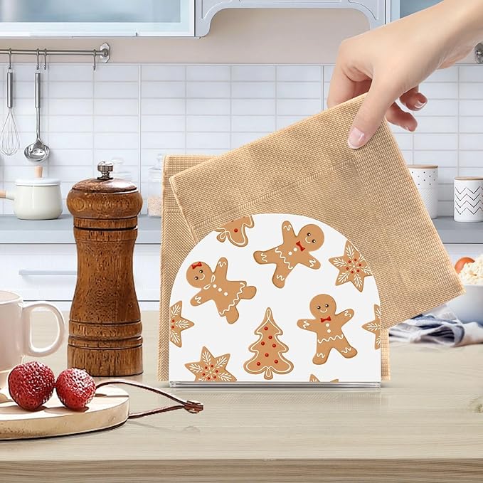 Acrylic Fall Napkin Holder for Table Kitchen Christmas Gingerbread Cocktail Dinner Napkin Holders Paper Towel Dispenser Countertop Modern Home Decor