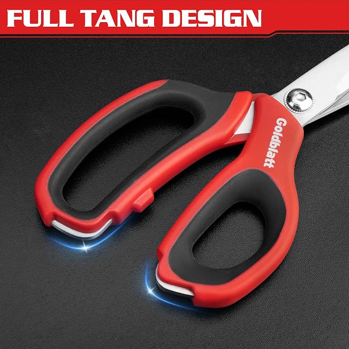 Goldblatt 2PCS Heavy Duty Scissors, Multipurpose Shop Scissors with Stainless Steel Blade and Comfortable Handle, Easy Cutting Cardboard, Wires, Leather, Fabric