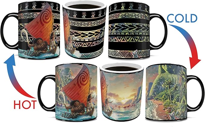Disney - Tangled and Moana - Set of Two 16 oz Ceramic Heat Sensitive Clue Mugs – Full image revealed when HOT liquid is added MMUGC1507MMUGC1486