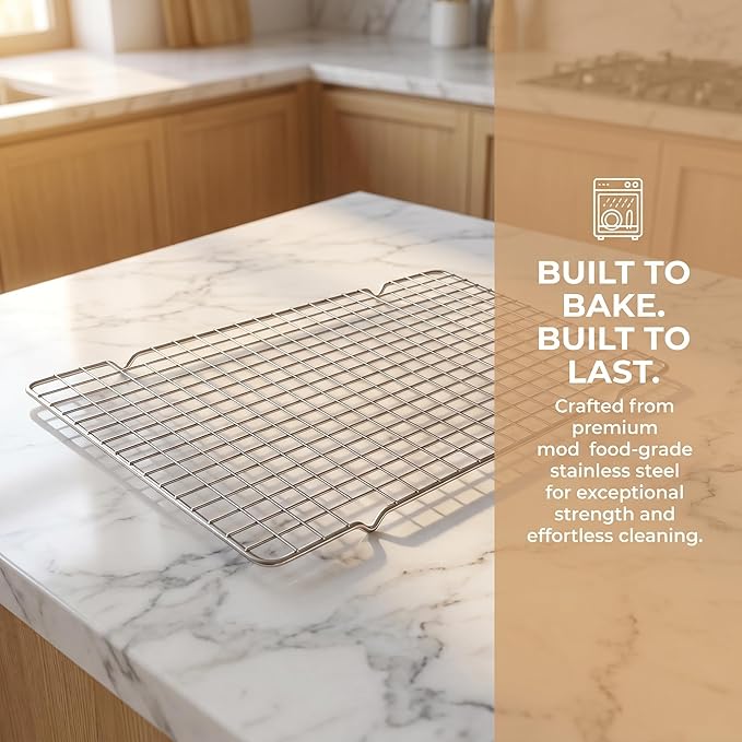 5-pcs stainless steel cooling rack, 10 "x 16" wire cooling rack, suitable for baking trays, baking, grilling, baking and drying - oven safety and dishwasher safety