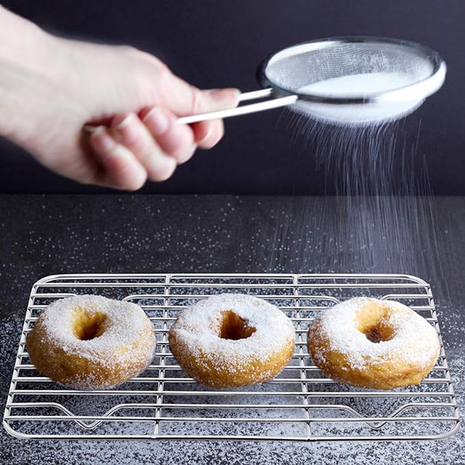 E-far Small Baking Cooling Rack Set of 2, Stainless Steel Metal Roasting Cooking Racks, Size - 9.7"x7.3", Non Toxic & Rust Free, Fit for Toaster Oven, Dishwasher Safe