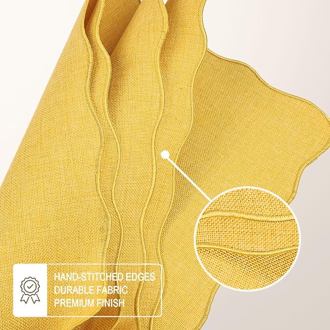AHHFSMEI Faux Linen Placemats Set of 8 Heat Resistant Non-Slip Stain Proof Table Mats for Kitchen Dining Elegant Decor Place Mats (Yellow 8)