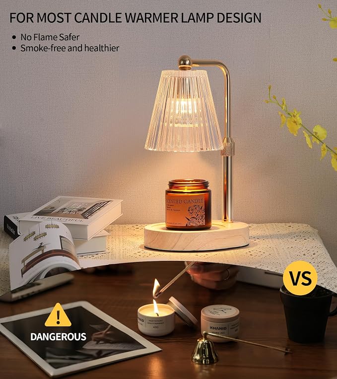 Gold Candle Warmer Lamp with Timer,Candle Warmer Lamp for Jar Candles Dimmable,Mother's Day Birthday Christmas for Mom Wife Gife,Home Decor Lamp,with 2 Bulbs