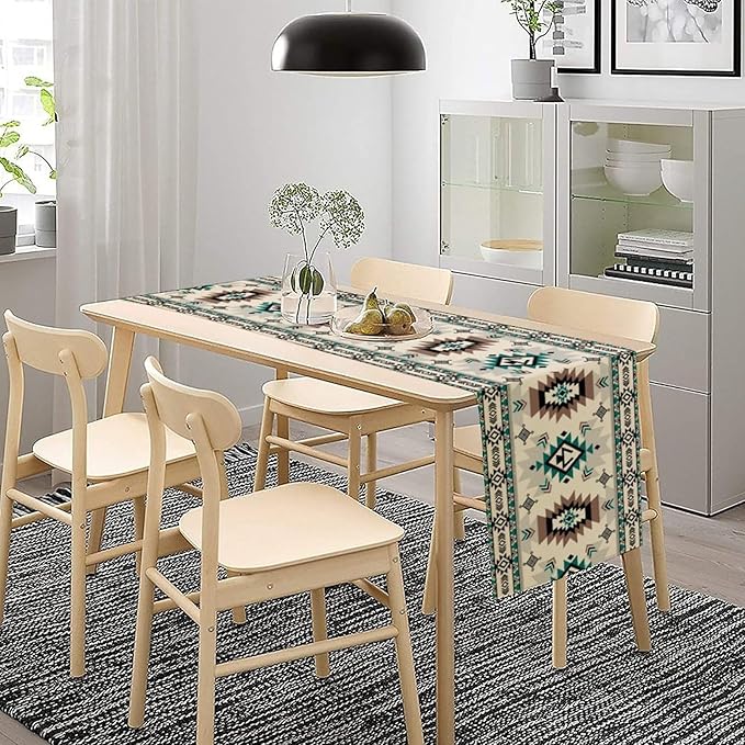Aztec Table Runners,Southwestern Tribal Navajo Ethnic Native Abstract Geometric Print Table Cloth for Kitchen Dining Table Decoration for Home Party Decor 13x72 Inch
