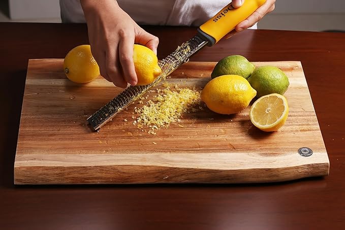 Deiss PRO Citrus Zester & Cheese Grater — Parmesan Cheese Lemon, Ginger, Garlic, Nutmeg, Chocolate, Vegetables, Fruits - Razor-Sharp Stainless Steel Blade, Wide, Dishwasher Safe
