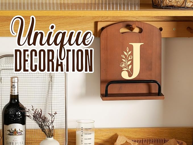 INNObeta Cookbook Stand for Kitchen Counter, Adjustable Tablet Recipe Book Holder, Perfect Gifts for Women, Mom, Grandma on Birthday, Unique Kitchen Decor, Initial J
