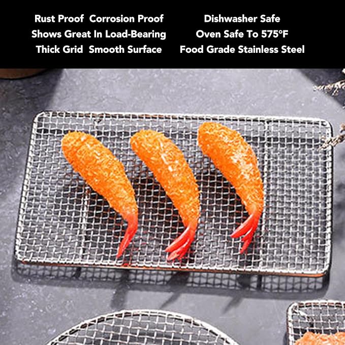 Gavigain Cooling Rack,Cooling Racks for Baking Stainless Steel Wire Cooking Rack High Temperature Resistant Oven Safe for Cooking Roasting Grilling (C 19.2CM)