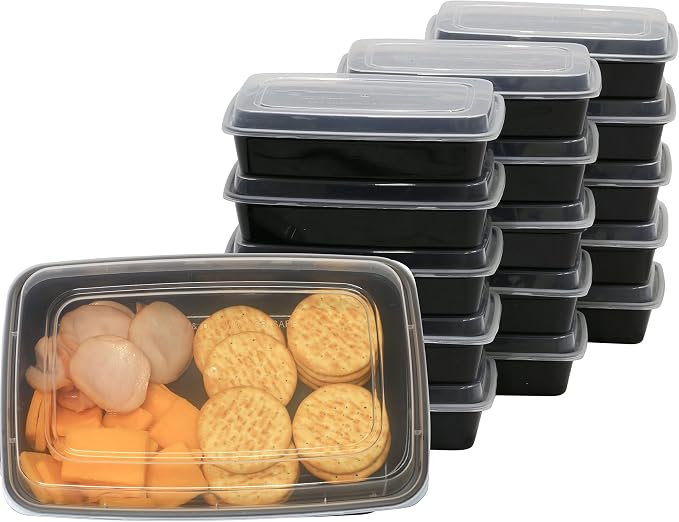 Simple Houseware 16 Pack 28 oz 1-Compartment Reusable Meal Prep Container, BPA-Free Stackable Bento Box - Microwave, Freezer & Dishwasher Safe