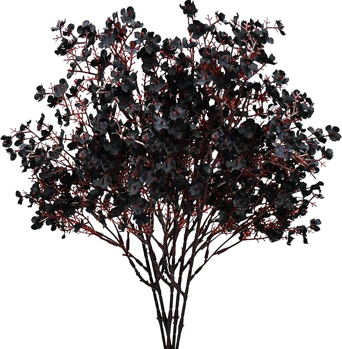 Mandy's Black Artificial Baby’s Breath Flowers 6 Bundles Silk Gypsophila, 18.5 Inch European Style Modern Home Decor Centerpiece, Neutral Wedding Flower Arrangements