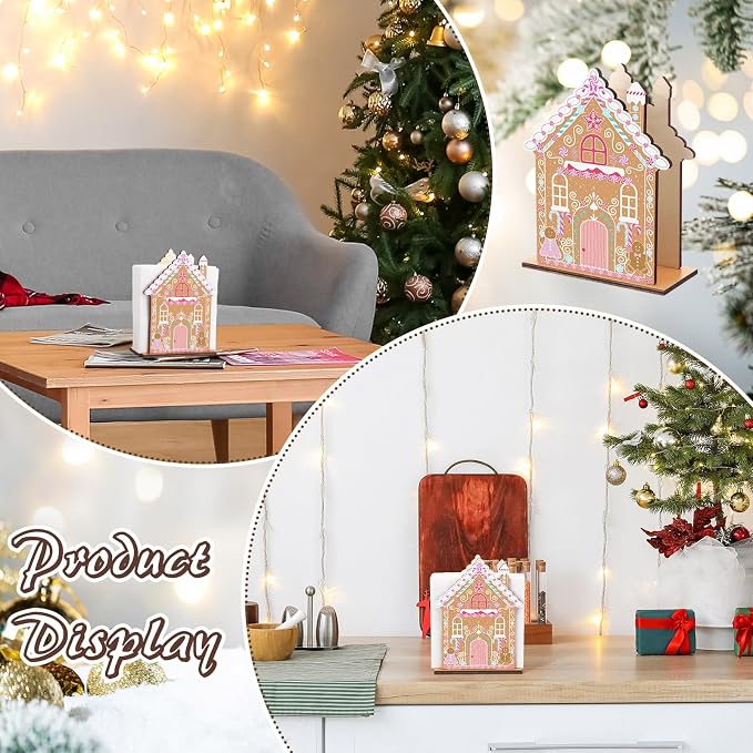Namalu Christmas Napkin Holder for Tables Gingerbread House Napkin Holder Wooden Xmas Cute Cocktail Tissue Dispenser Wood Farmhouse Modern Tissue Dispenser for Storage