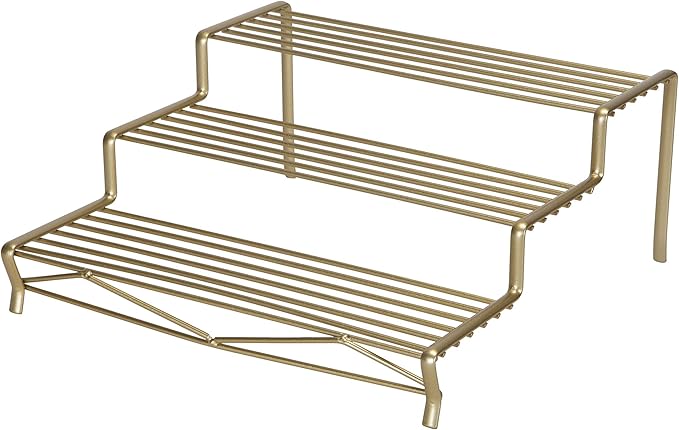 Kitchen Details Geode 3 Tier Spice Rack | Countertop & Cabinet Organizer | Free Standing | Rust Resistant | Satin Gold