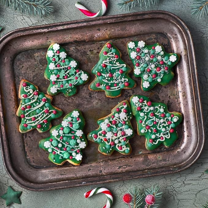 Christmas Cookie Cutters, 8PCS Holiday Cookie Cutter Shapes - Snowman,Christmas Tree,Gingerbread Man,Candy Cane,Snowflake,Santa Face,Christmas House, Winter Glove Cookies Mold