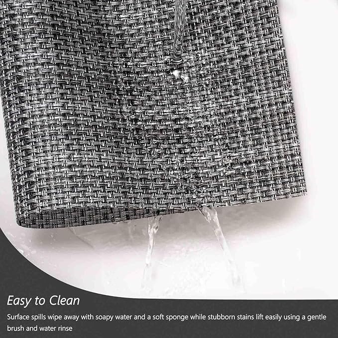 AHHFSMEI Placemats Set of 6 Washable Woven Vinyl Placemats for Dining Table Heat Resistant Non-Slip Stain Resistant Table Mats for Kitchen & Home Decor(Linen Black,6)
