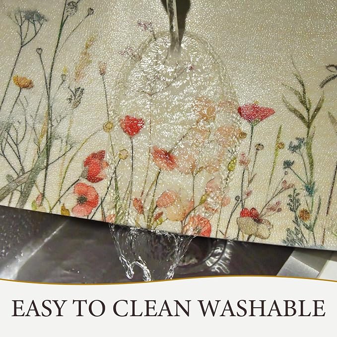 Vinyl Placemats Set of 4-12x17 Inch - Heat Resistant Washable Place Mats Waterproof Non-Slip Wipeable Table Mats for Dining Table Decor, Spring Outdoor Plastic Placemat