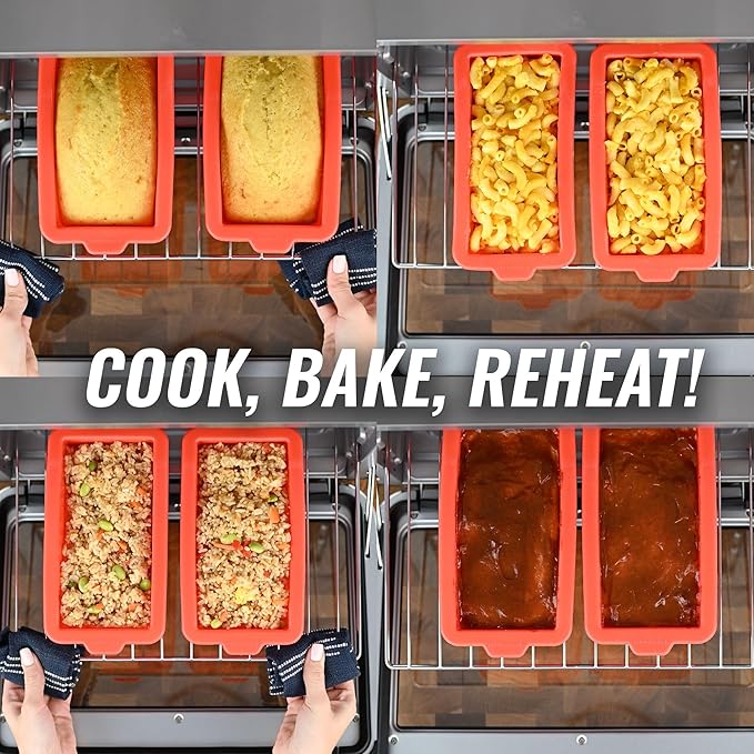 INFRAOVENS Air Fryer Silicone Loaf Pans for Baking, Non-Stick Bread Cake Pan for Ninja Foodi XL Pro DT200, Double Oven with FlexDoor DCT400, Prestige Smart XL, Toaster Oven Bakeware Sets, BPA Free