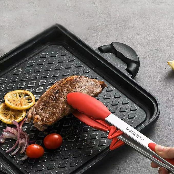 Kitchen Tongs with Silicone Tips 12-9Inch Stainless Steel Tongs for Cooking Heat Resistant Silicone Cooking Tongs Perfect for Grilling, Salad, and Canning,Link 2ps (macaran)