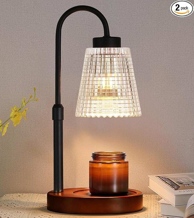 MEIXISUE Black Candle Warmer Lamp WithTimer and Dimmer,Fragrance Electric Wax Melt Warmer with 2 Bulbs,Scented Jar Lamp,Mother's Day/Birthday/Gifts Christmas for Mom/Wife,Home Decor,Adjustable Height